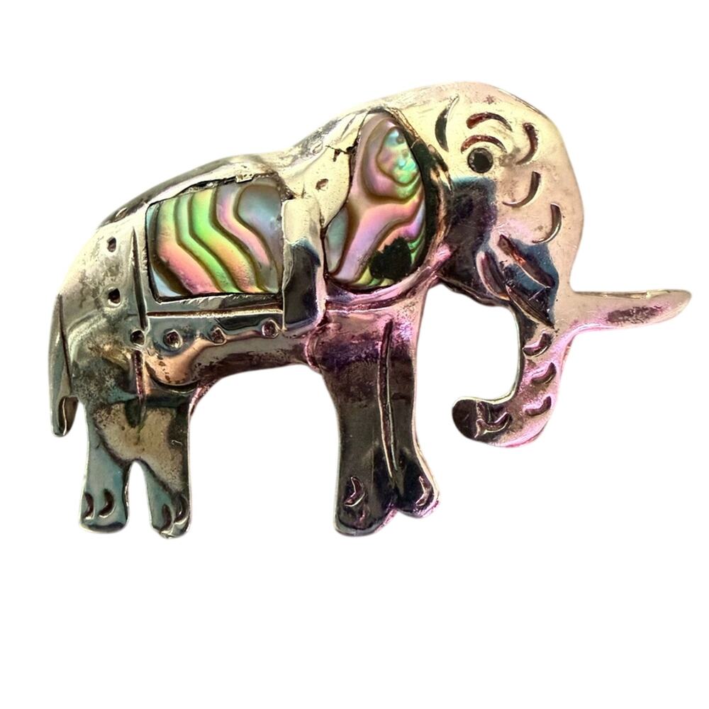 Mexico Alpaca 925 Sterling Silver Elephant Pin Brooch